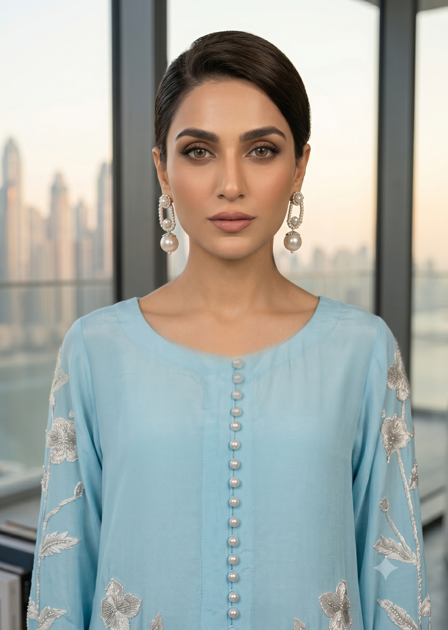MARIA RAO - Sky blue daman work