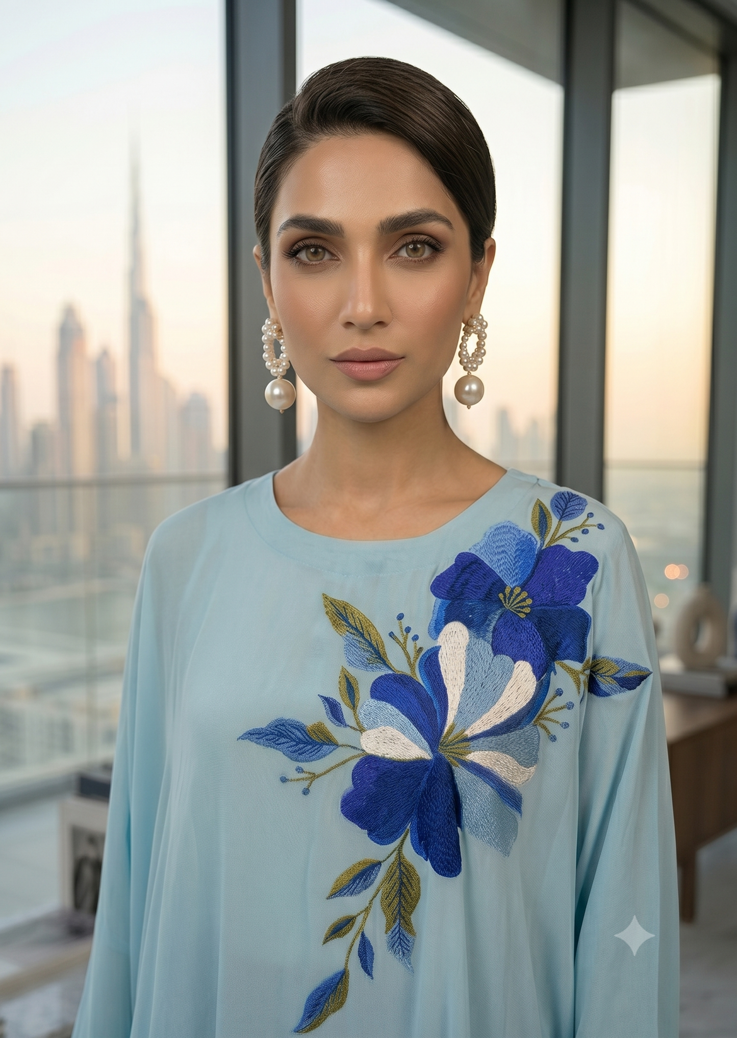 MARIA RAO - Sky blue poncho