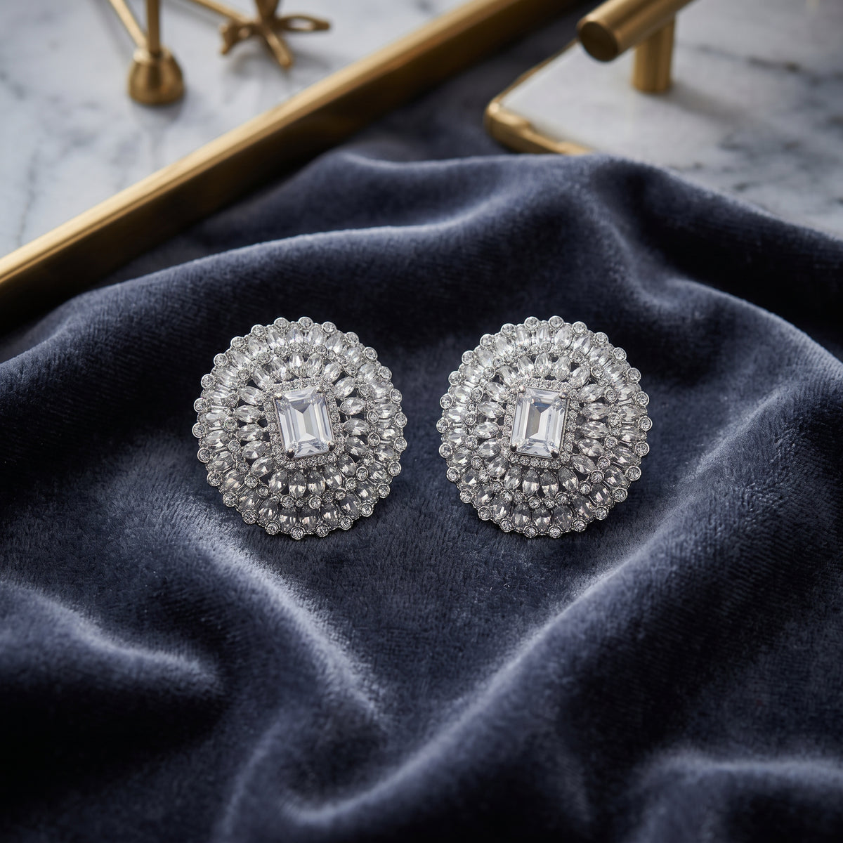 DAHLIA BY SEHAR ZAFAR -Silver zircon round