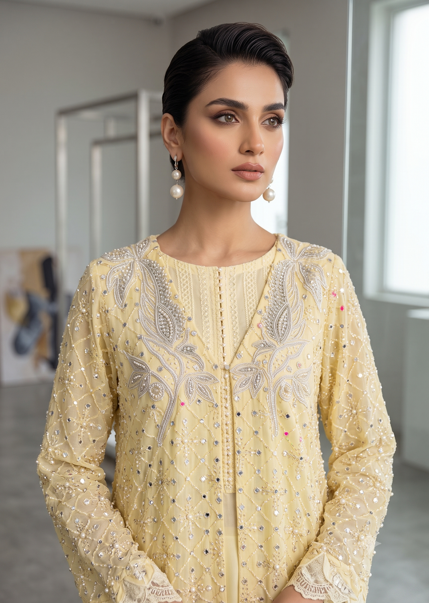 FARAH ZUBAIR-Yellow emb
