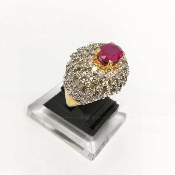 ZAHEEN KAMRAN - Silver Zircon Ruby Ring