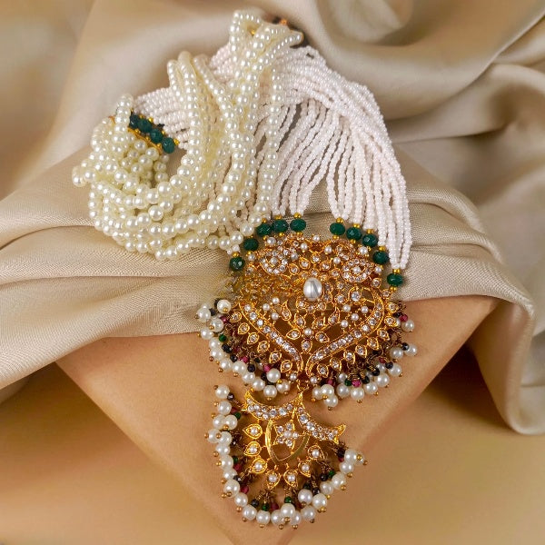 ZAHEEN KAMRAN - Pearl and Green Stone Mala