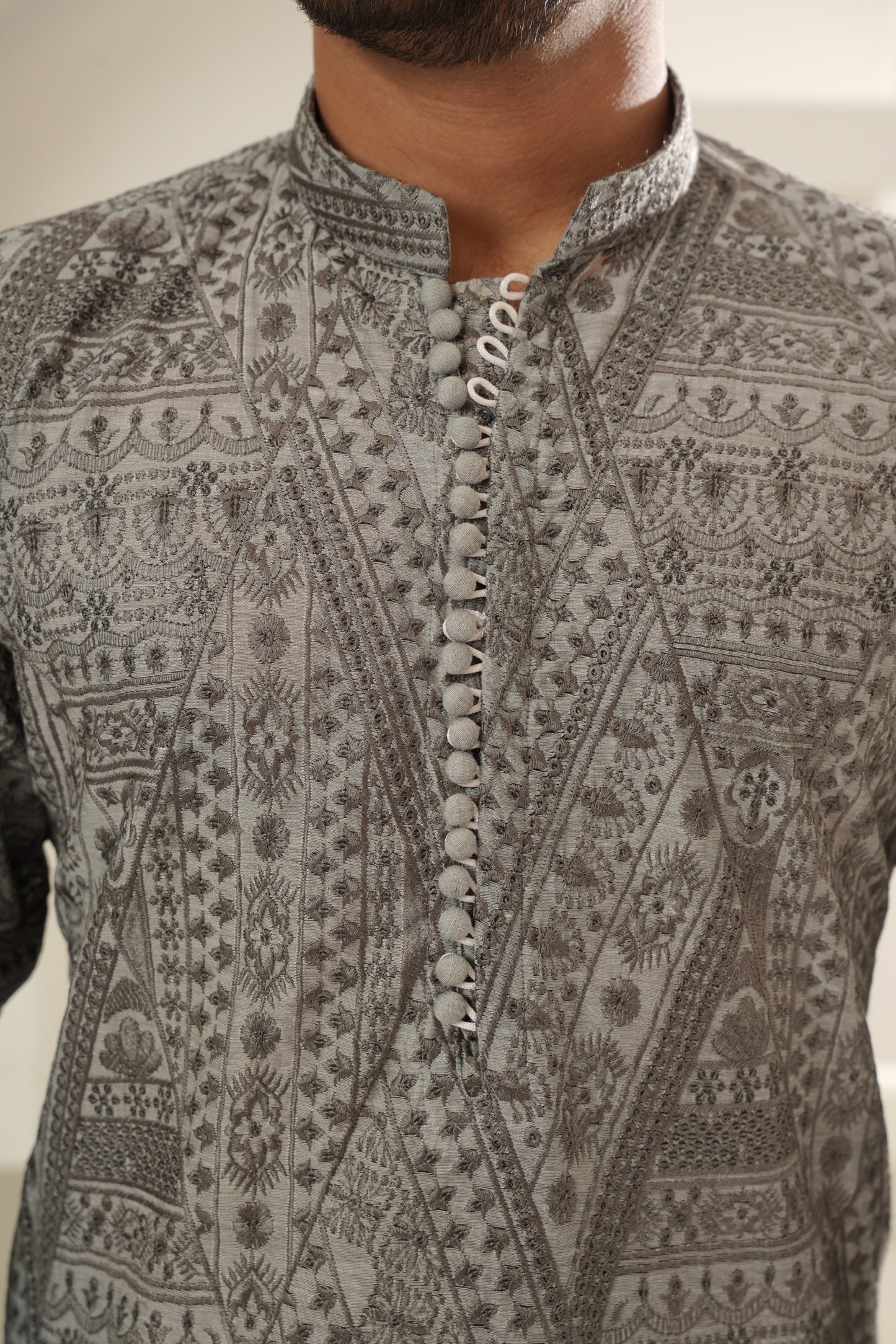 KUNZUL CHANNAR ( MENSWEAR ) - Gray full embroidery