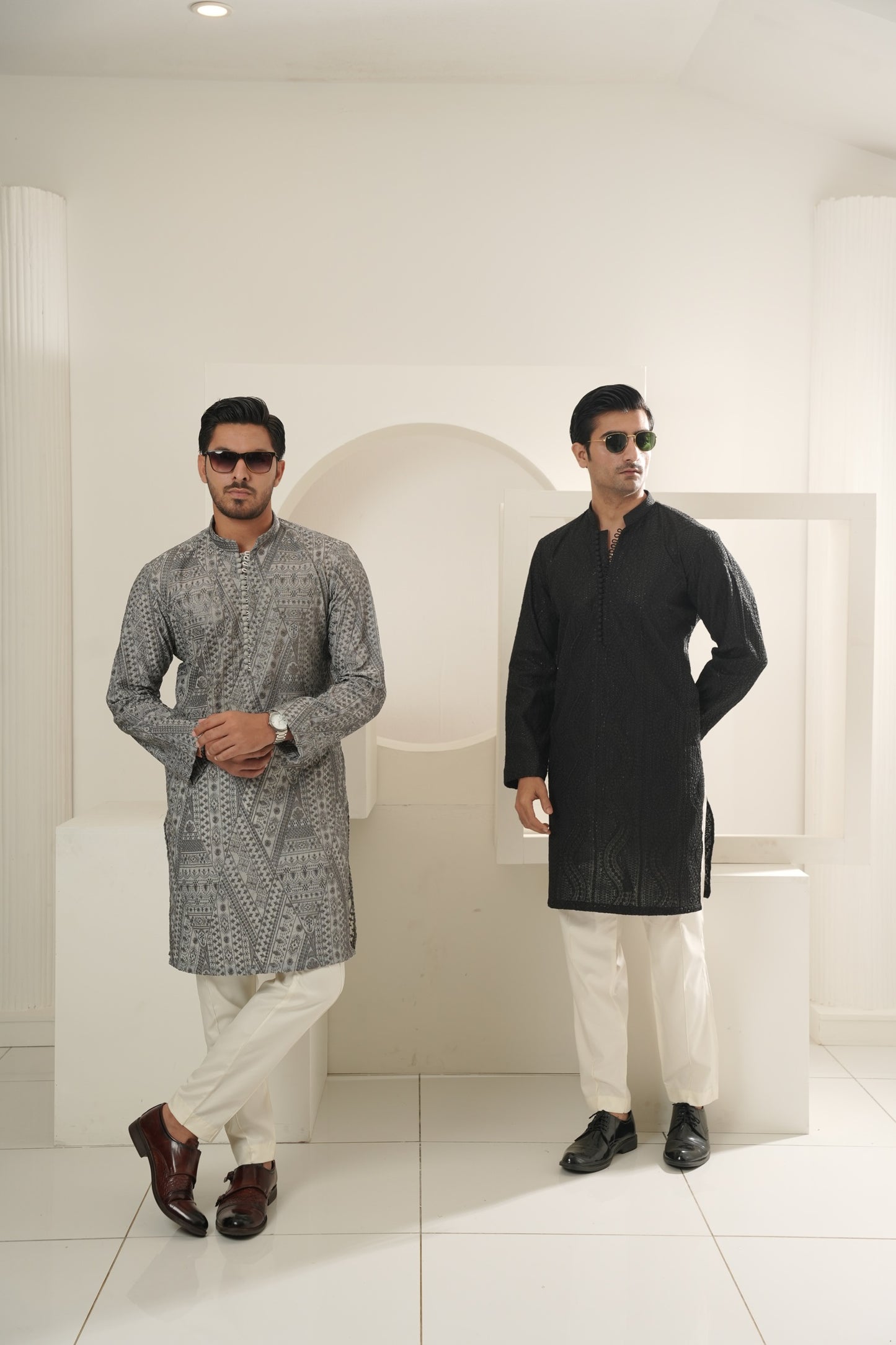 KUNZUL CHANNAR ( MENSWEAR ) - Gray full embroidery