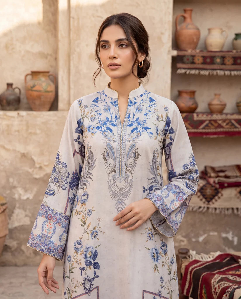 THREADS AND MOTIFS - Ivory Bloom Kaftan