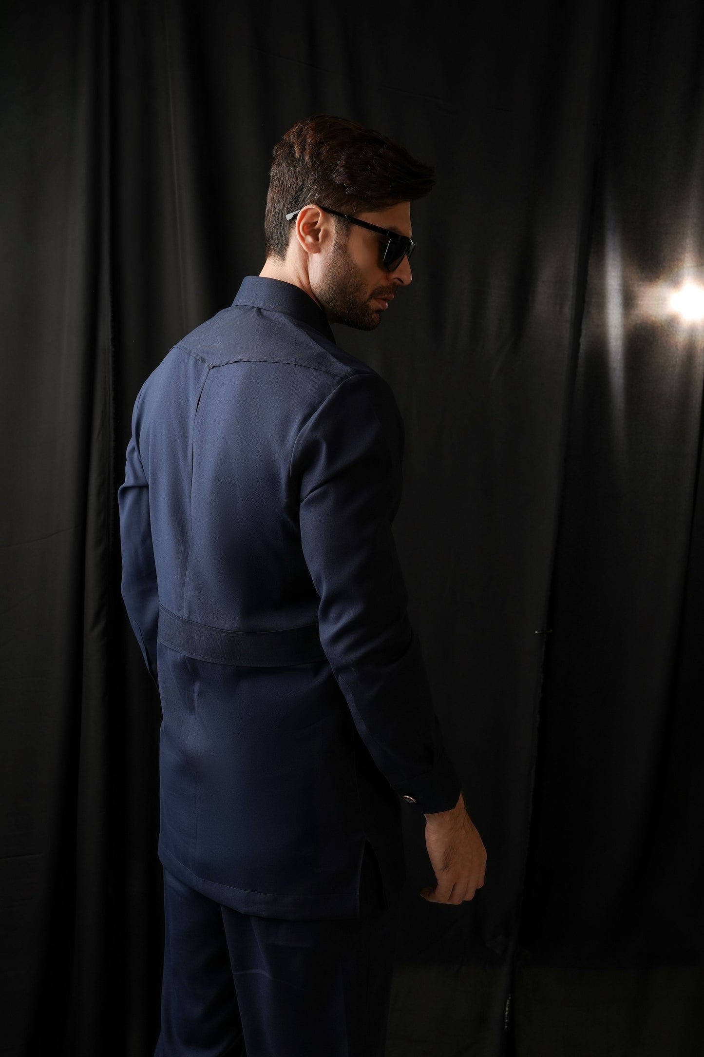 KUNZUL CHANNAR MENSWEAR - Mid-night Blue Safari Kurta Trouser