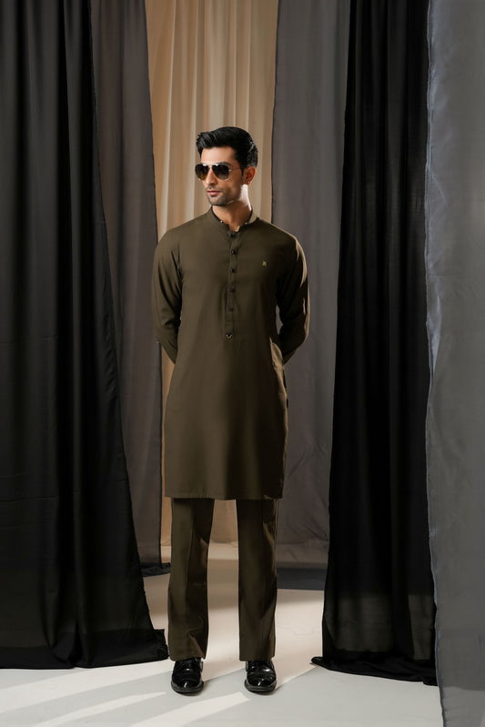 KUNZUL CHANNAR MENSWEAR - Olive Kurta Trouser