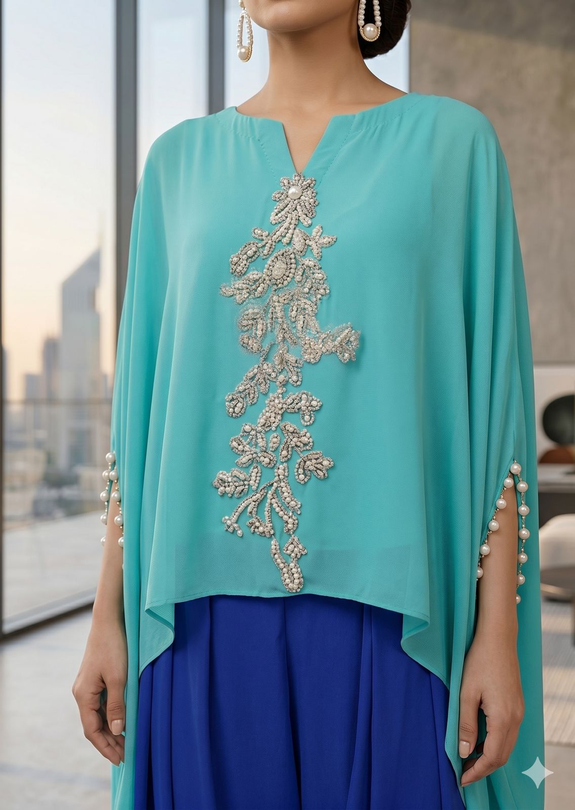 MARIA RAO - Green and blue silver work