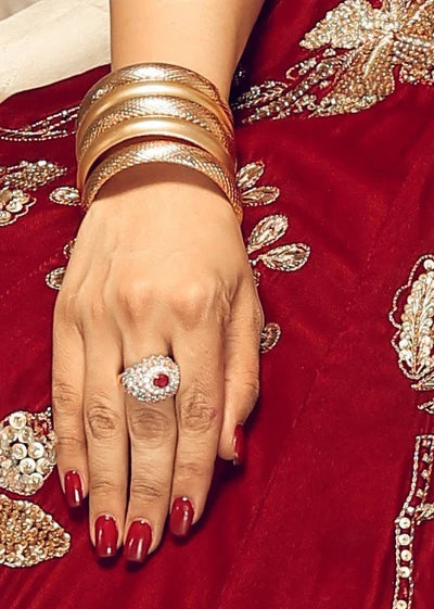 ZAHEEN KAMRAN - Silver Zircon Ruby Ring