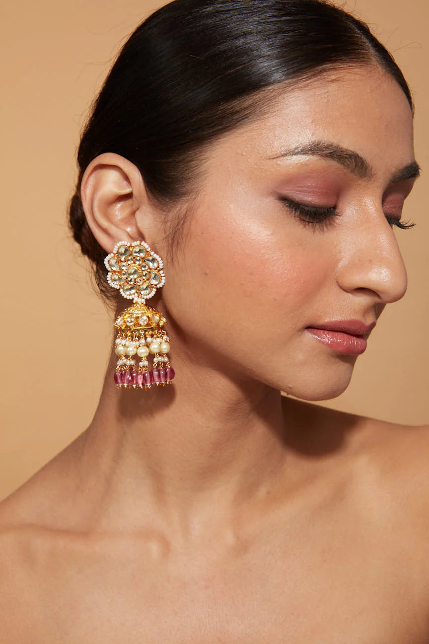 VIVINIA By Vidhi Mehra - Aatman Pink Polki Earrings