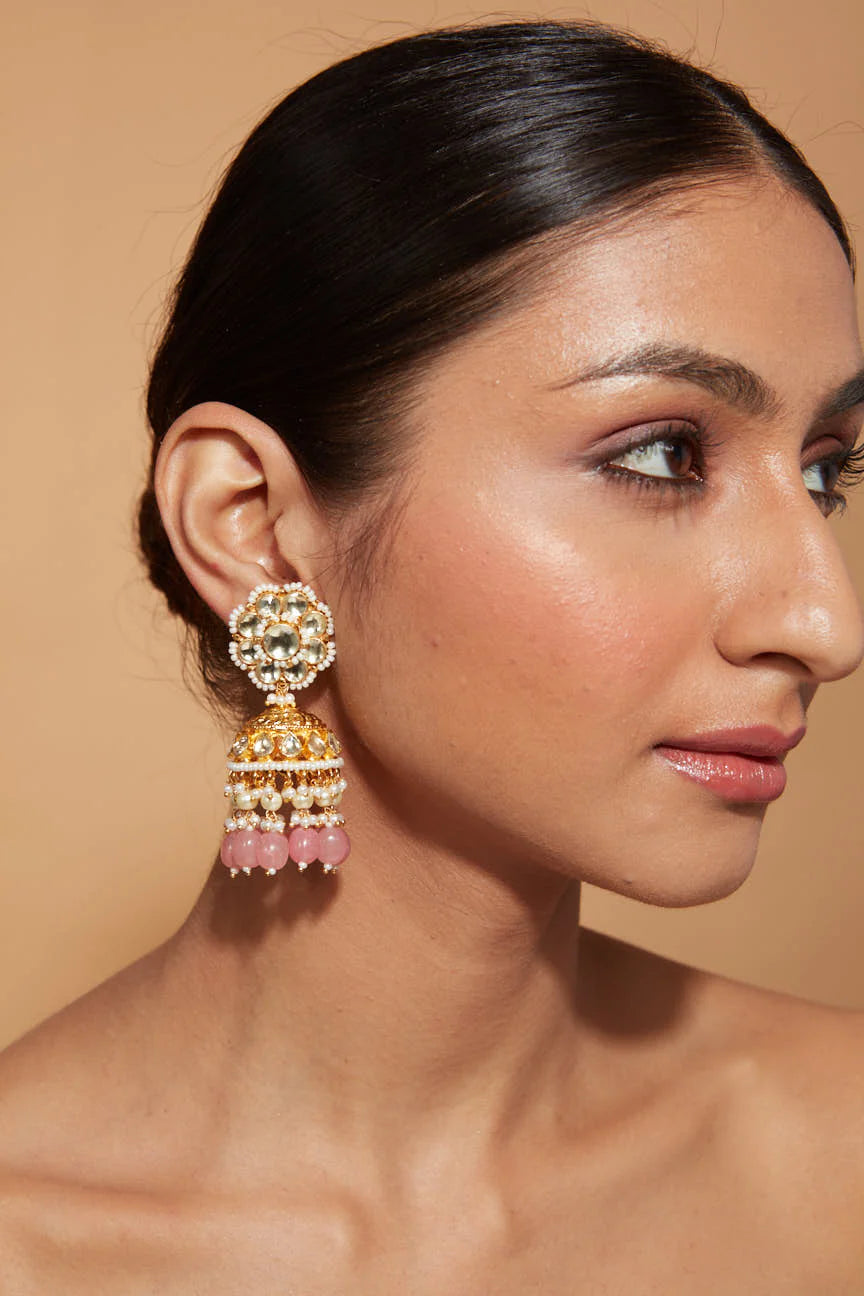 VIVINIA By Vidhi Mehra - Aatman Pink Polki Earrings