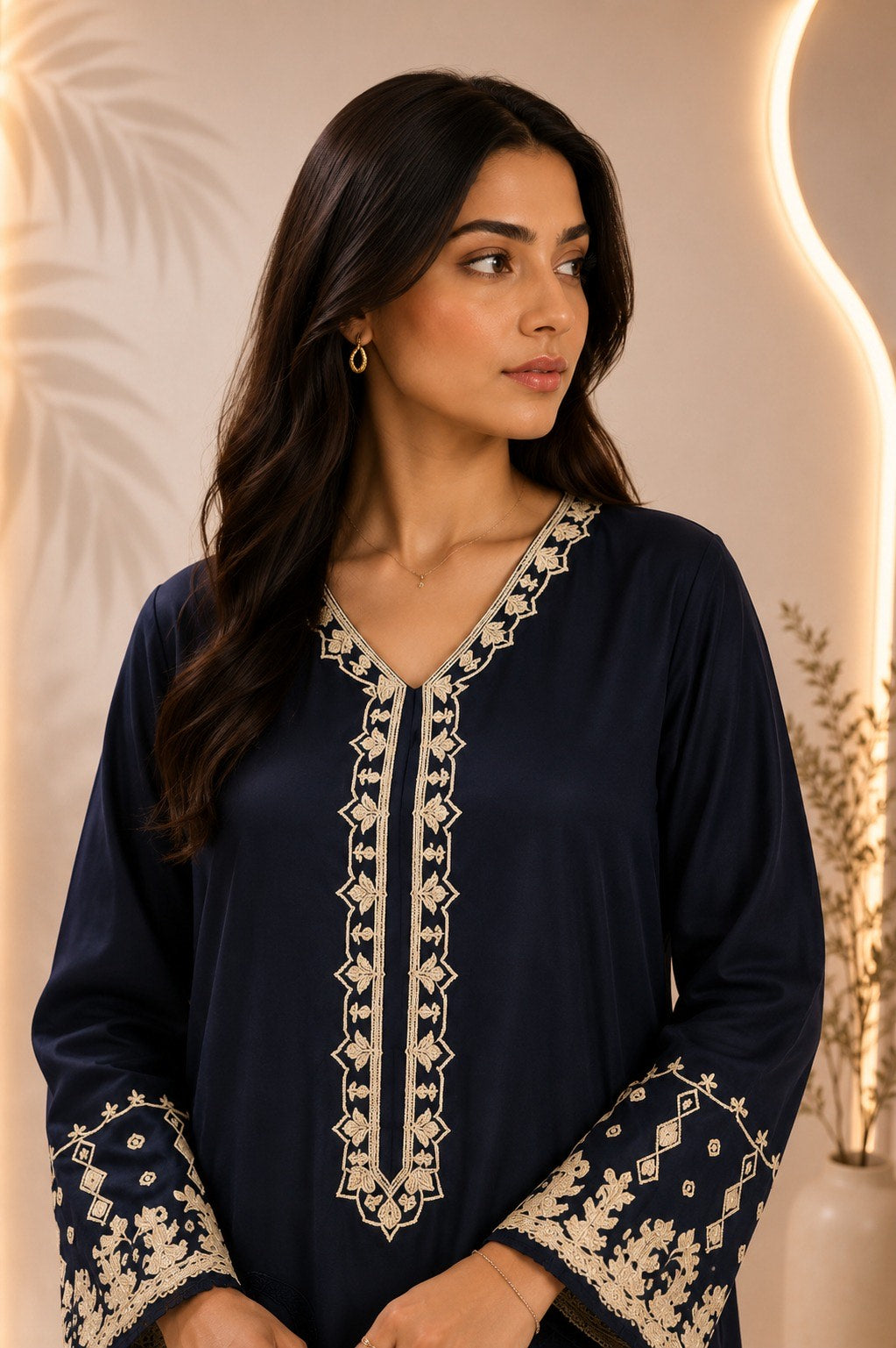 HUMAYUN ALAMGIR WOMENSWEAR -Blue moutarde kaftan