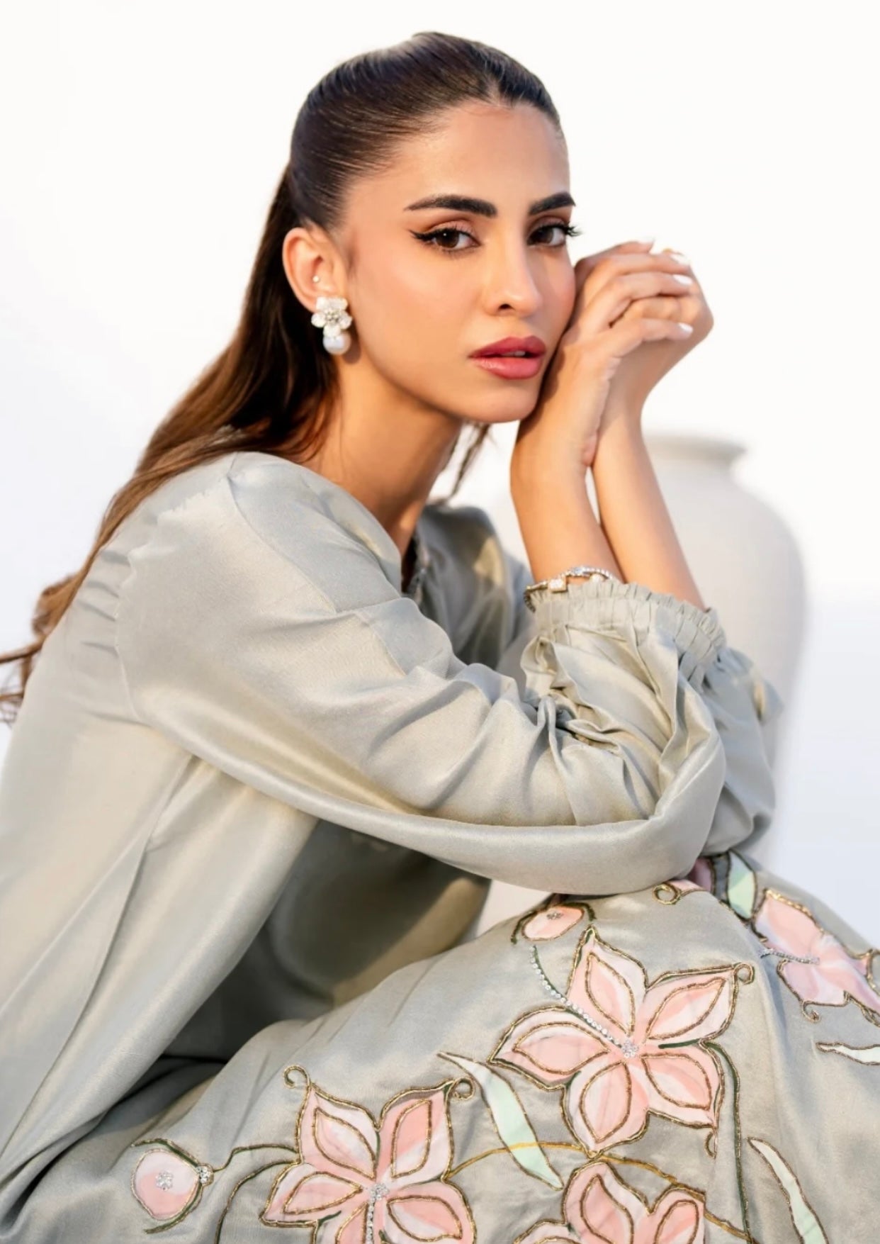 KOMAL LAKHANI - Gray Hand painted