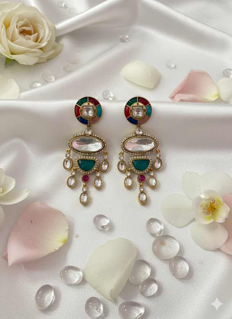 Dahlia by Sehar Zafar - Muticolor with Kundan Earrings