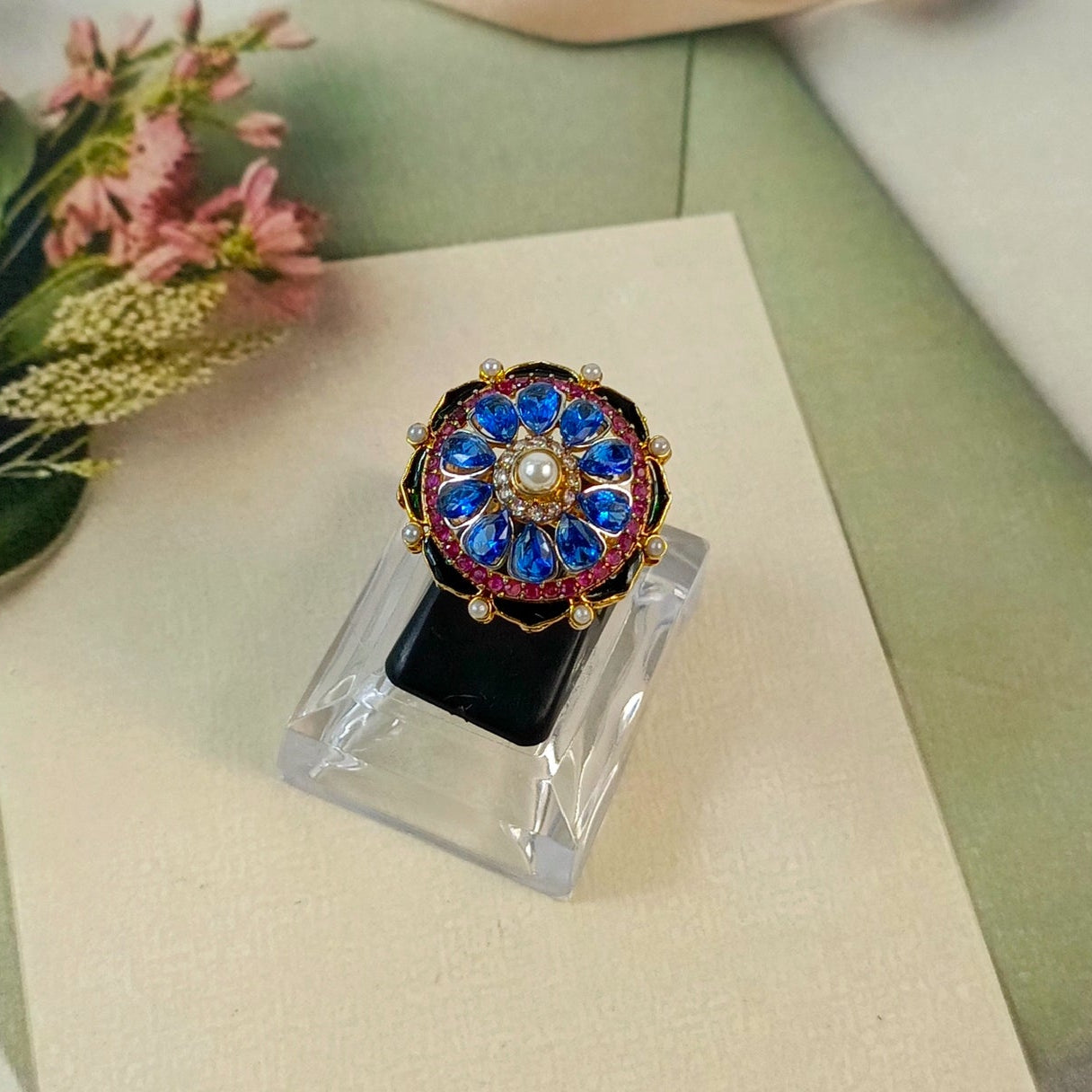 ZAHEEN KAMRAN - Sapphire and Rubylite Stone Ring