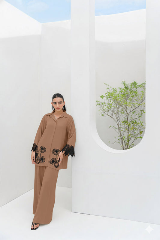 AMNA IQBAL - Light Brown and Black