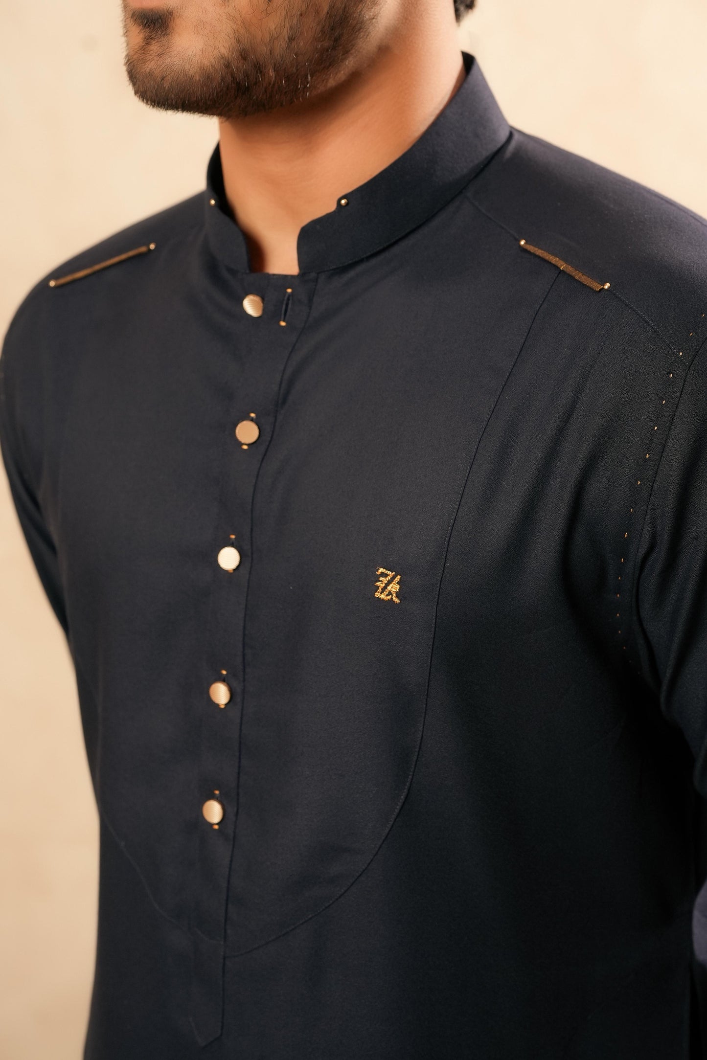KUNZUL CHANNAR MENSWEAR - Midnight Blue Kurta Trouser