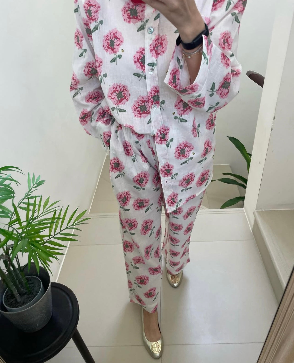 SOBIA GULZAD - White Pink Floral Coord Set