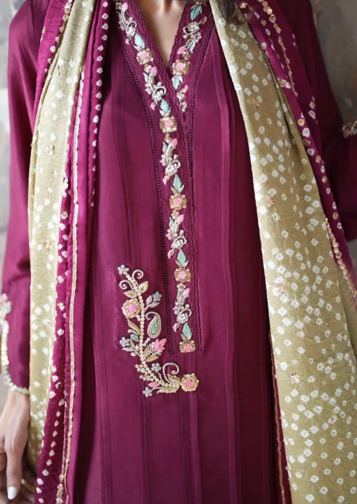 KOMAL LAKHANI - Maroon Rawsilk