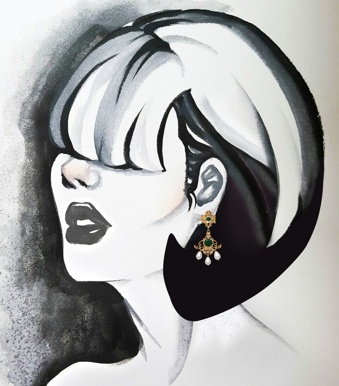 ESFIR JEWELS - Marie Antionette Earrings (EMERALD GREEN)