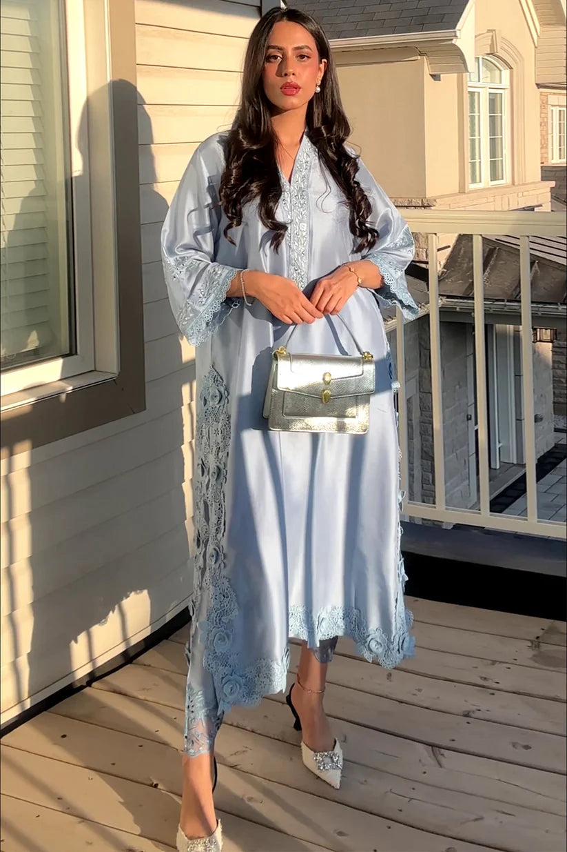Zona Shaham - Powder Blue Floral Cutwork