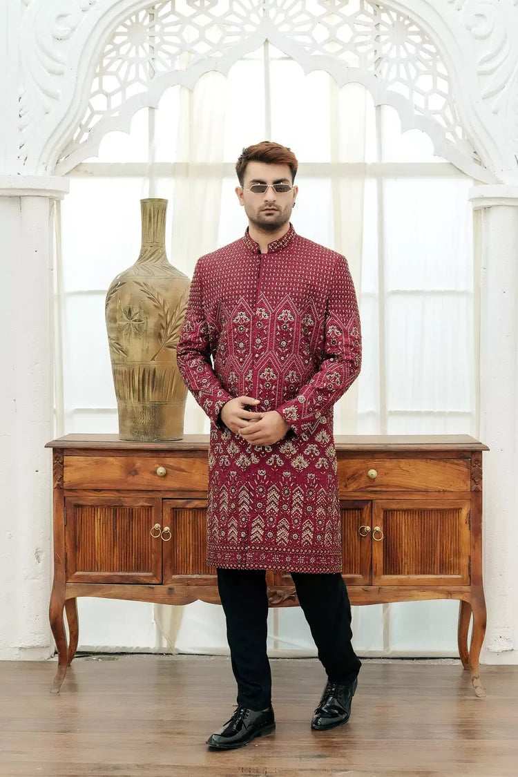 KUNZUL CHANNAR MENSWEAR-Radical hand work sherwani