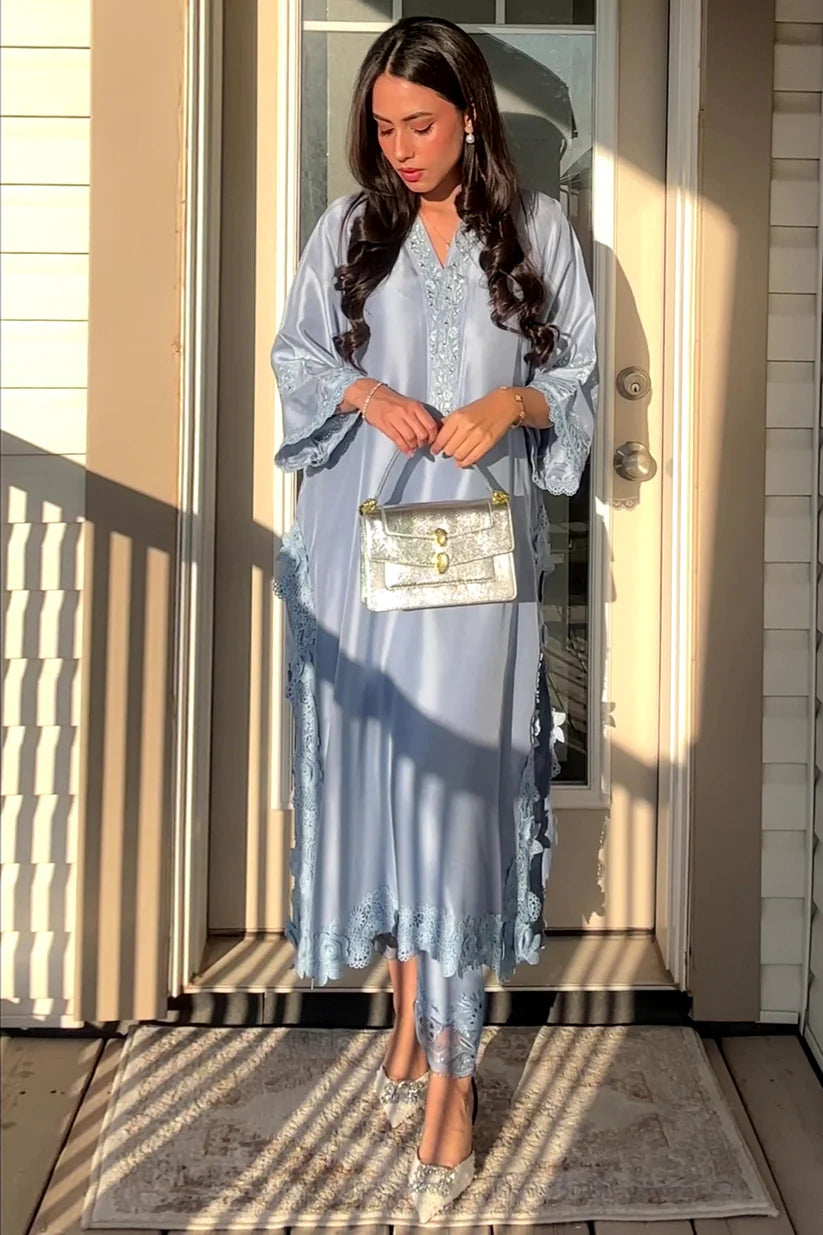Zona Shaham - Powder Blue Floral Cutwork