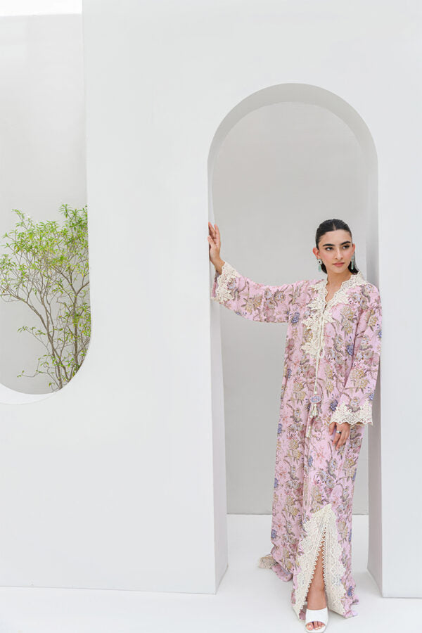 AMNA IQBAL - Pink Printed kaftan