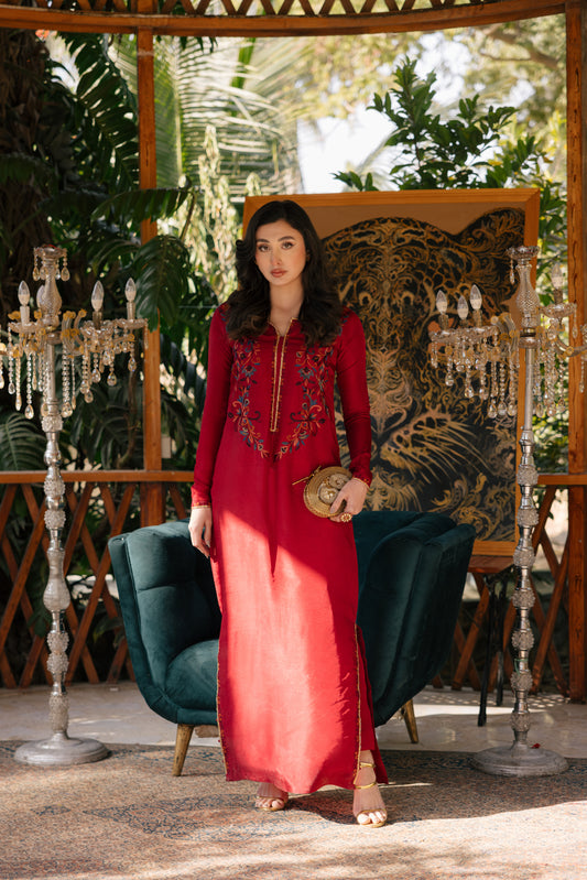 HUMAYUN ALAMGIR ( WOMENWEAR) - Red Kaftan