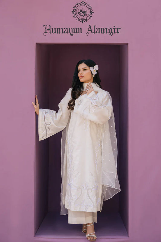HUMAYUN ALAMGIR ( WOMENWEAR) - White Applique