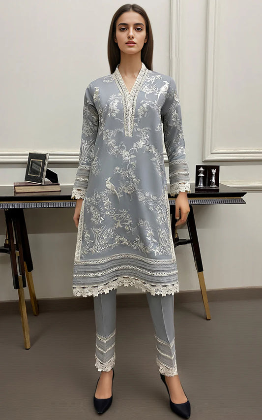 THREADS AND MOTIFS - Grey with embroidery 2pc