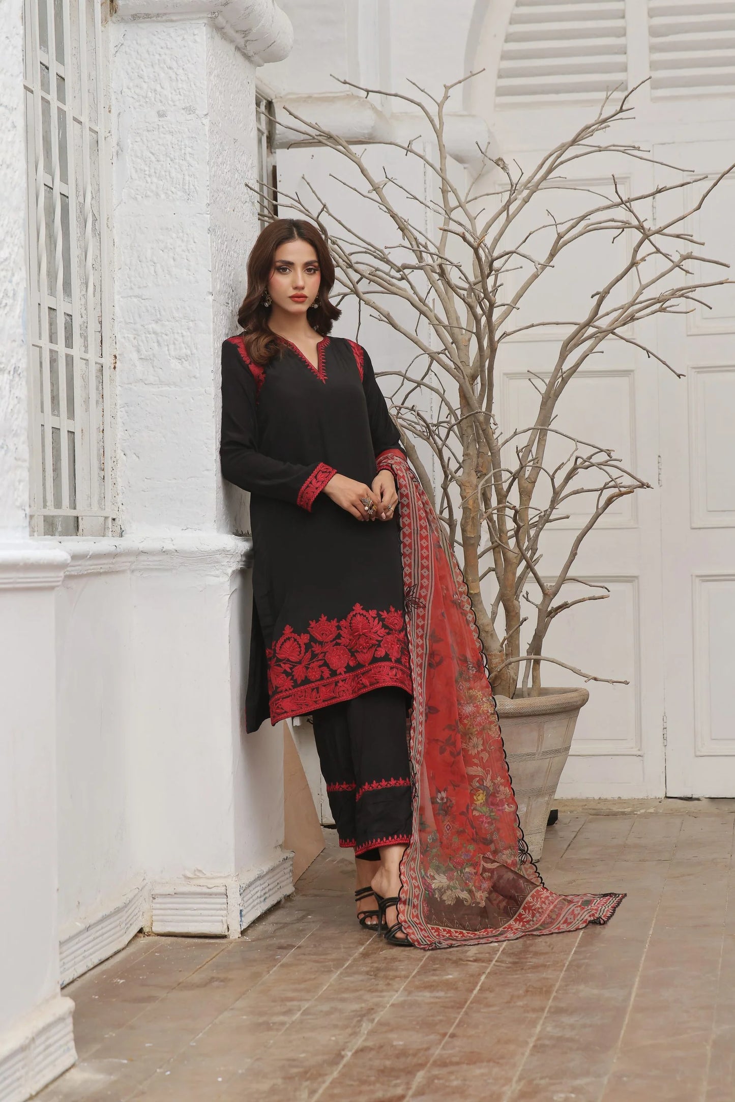 ERAM SHEIKH  -Black with  a touch of red