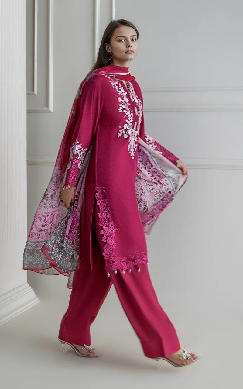 THREADS AND MOTIFS - Maroon with Printed Dupatta