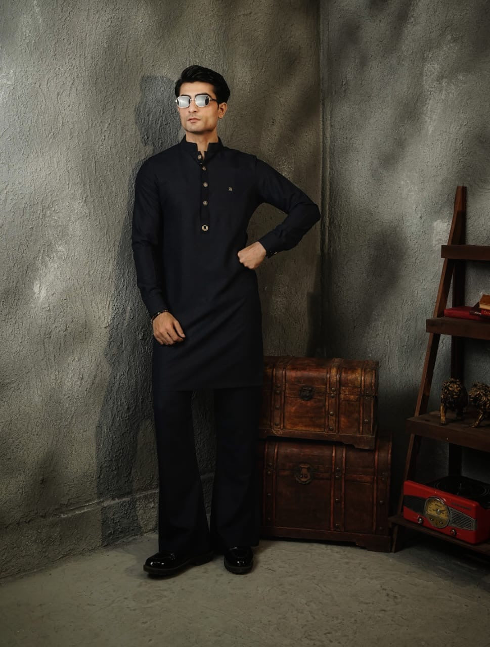 KUNZUL CHANNAR - Blue bootcut  kurta trouser