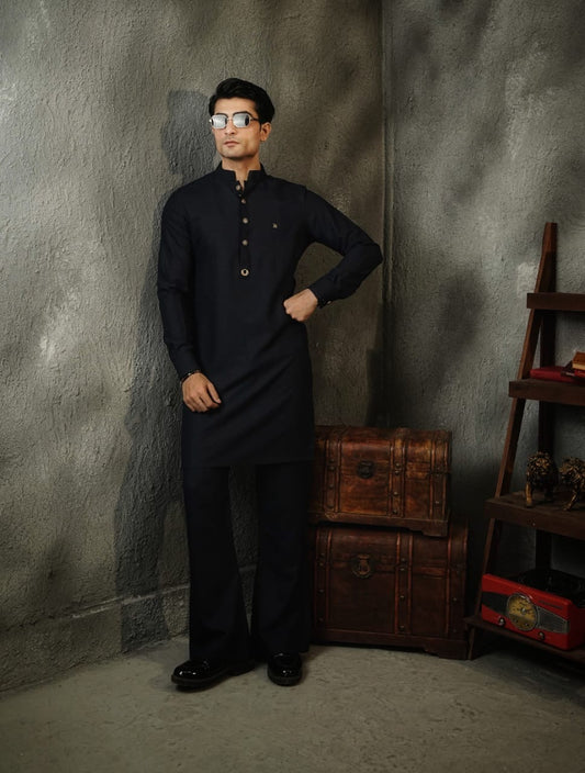 KUNZUL CHANNAR - Blue bootcut  kurta trouser