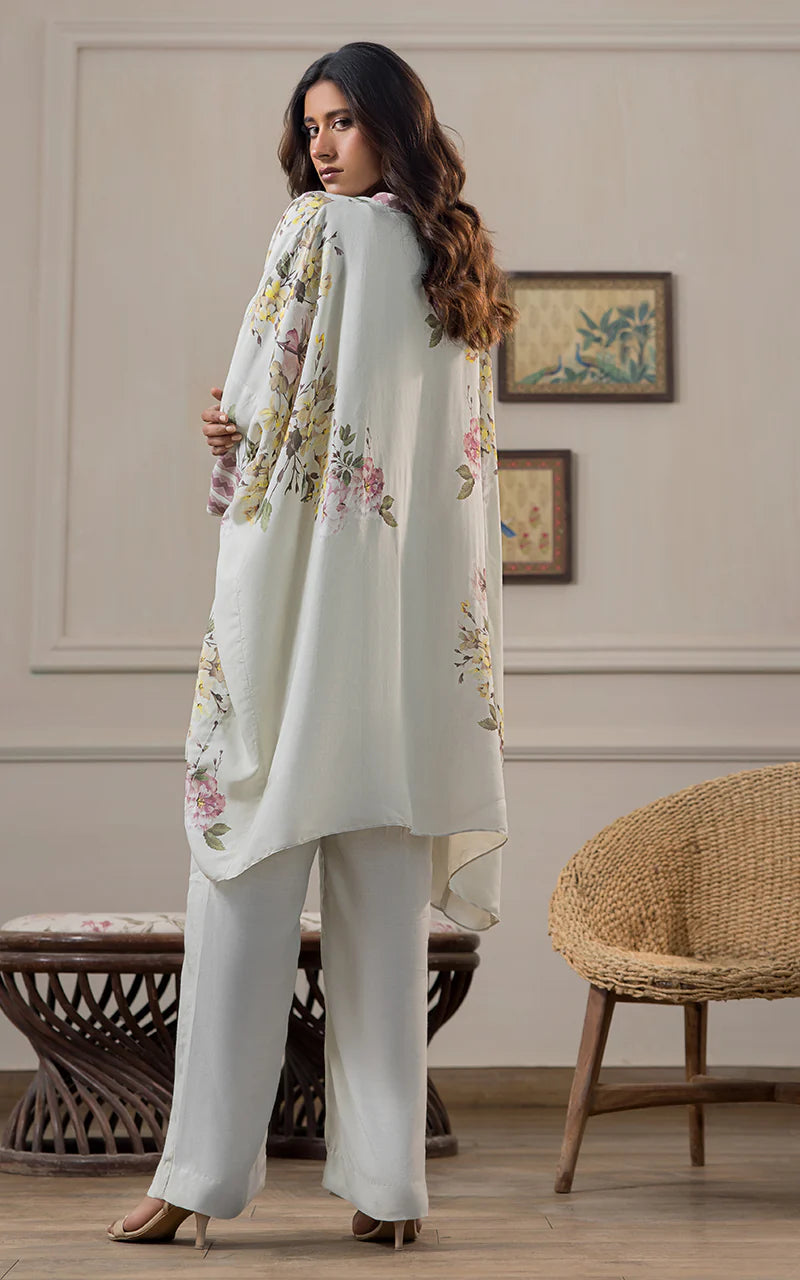 THREADS AND MOTIFS -  Printed Viscose Silk Poncho