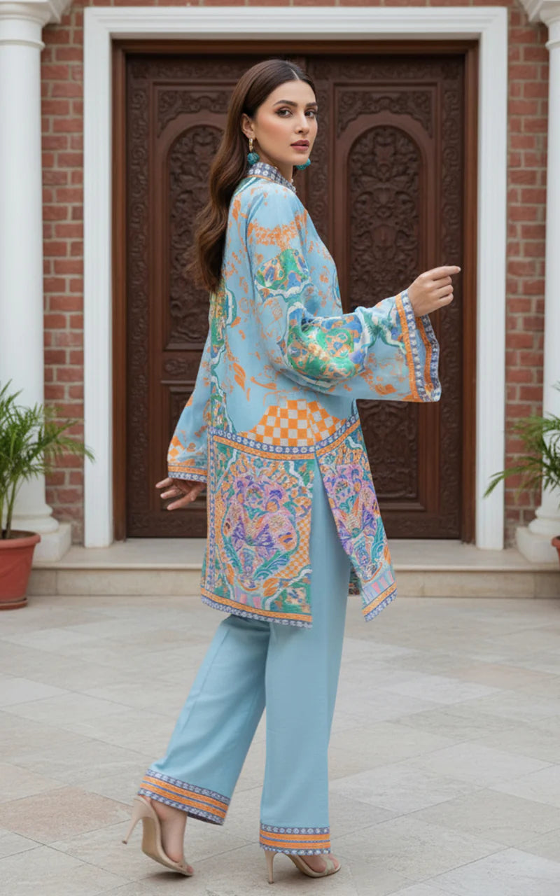 THREADS AND MOTIFS - Blue and Orange Printed