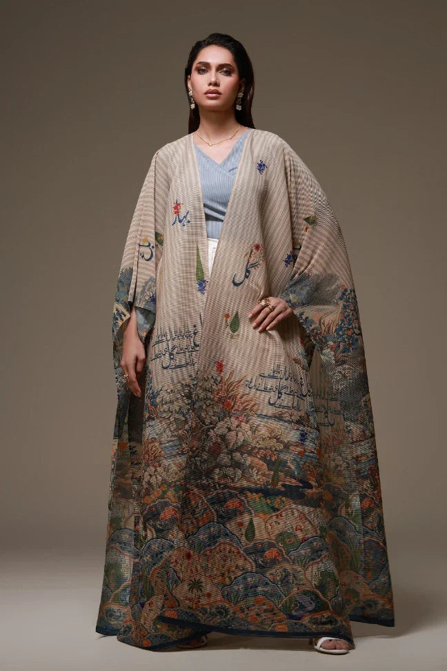 MANTO- Bagh-e-Ulfat Outerwear Cape Beige 