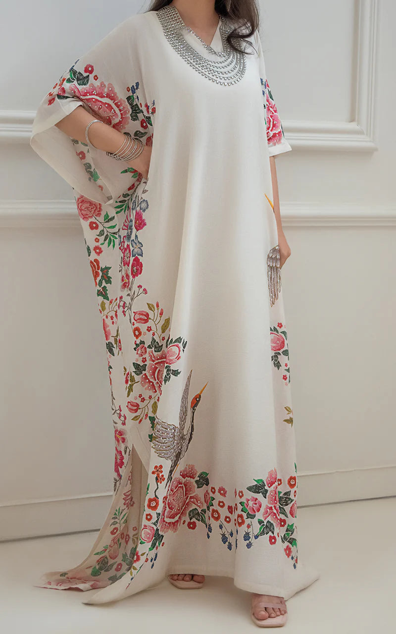 THREADS AND MOTIFS - White Printed Kaftan