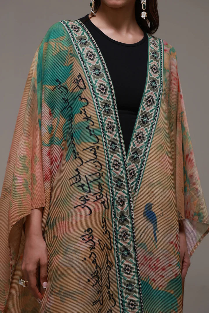 MANTO- Gul-e-Aftab Outerwear Cape Multi