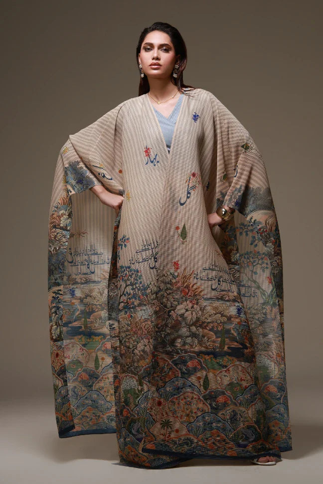 MANTO- Bagh-e-Ulfat Outerwear Cape Beige 