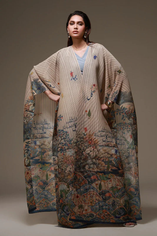 MANTO- Bagh-e-Ulfat Outerwear Cape Beige 