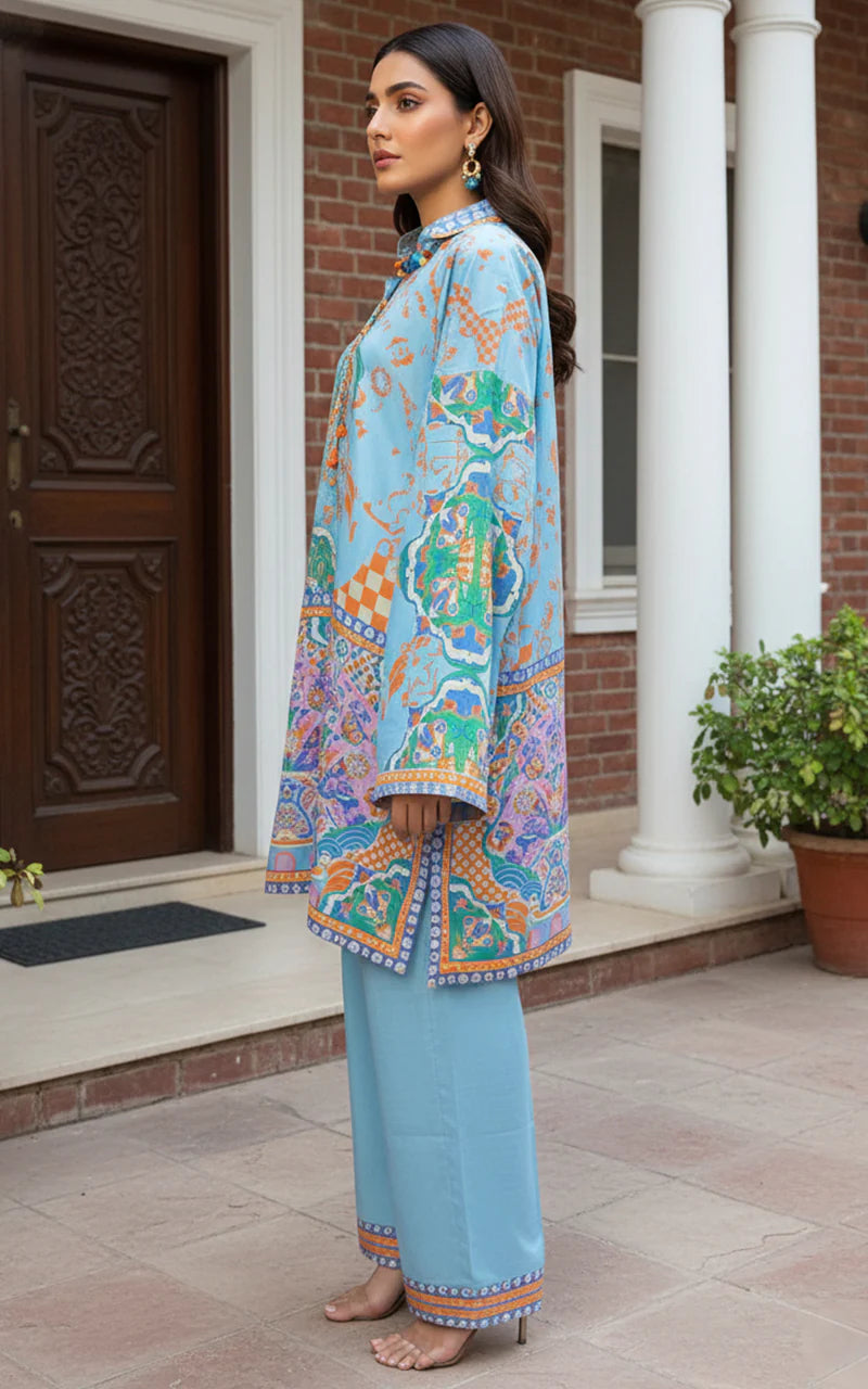 THREADS AND MOTIFS - Blue and Orange Printed