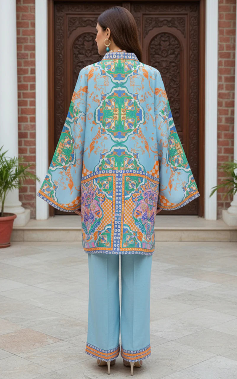 THREADS AND MOTIFS - Blue and Orange Printed