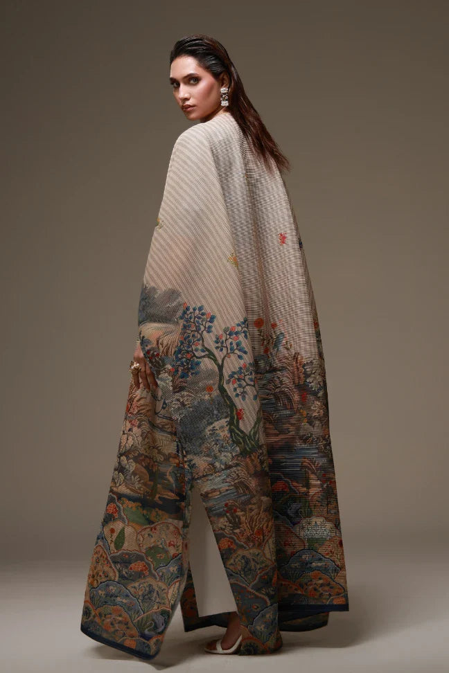 MANTO- Bagh-e-Ulfat Outerwear Cape Beige 