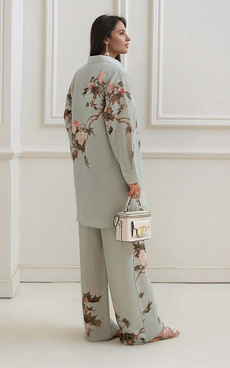 THREADS AND MOTIFS - Mint Green Printed with Collar