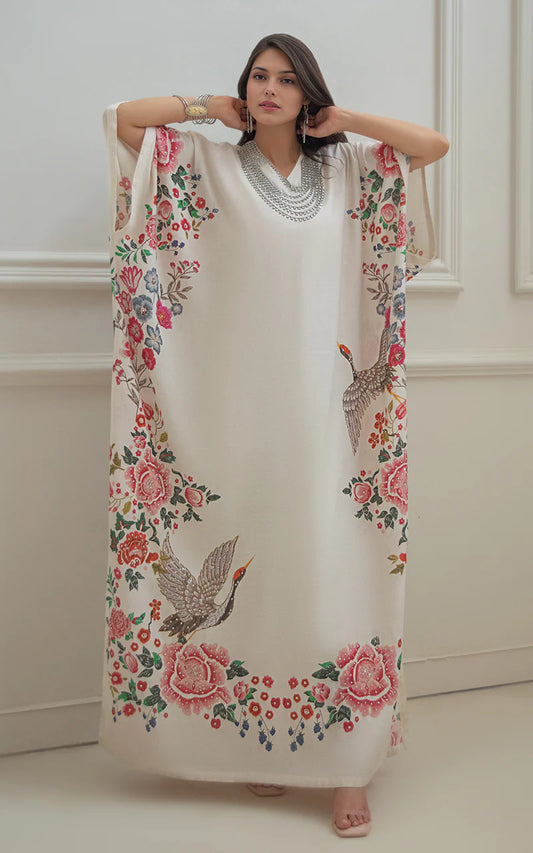 THREADS AND MOTIFS - White Printed Kaftan