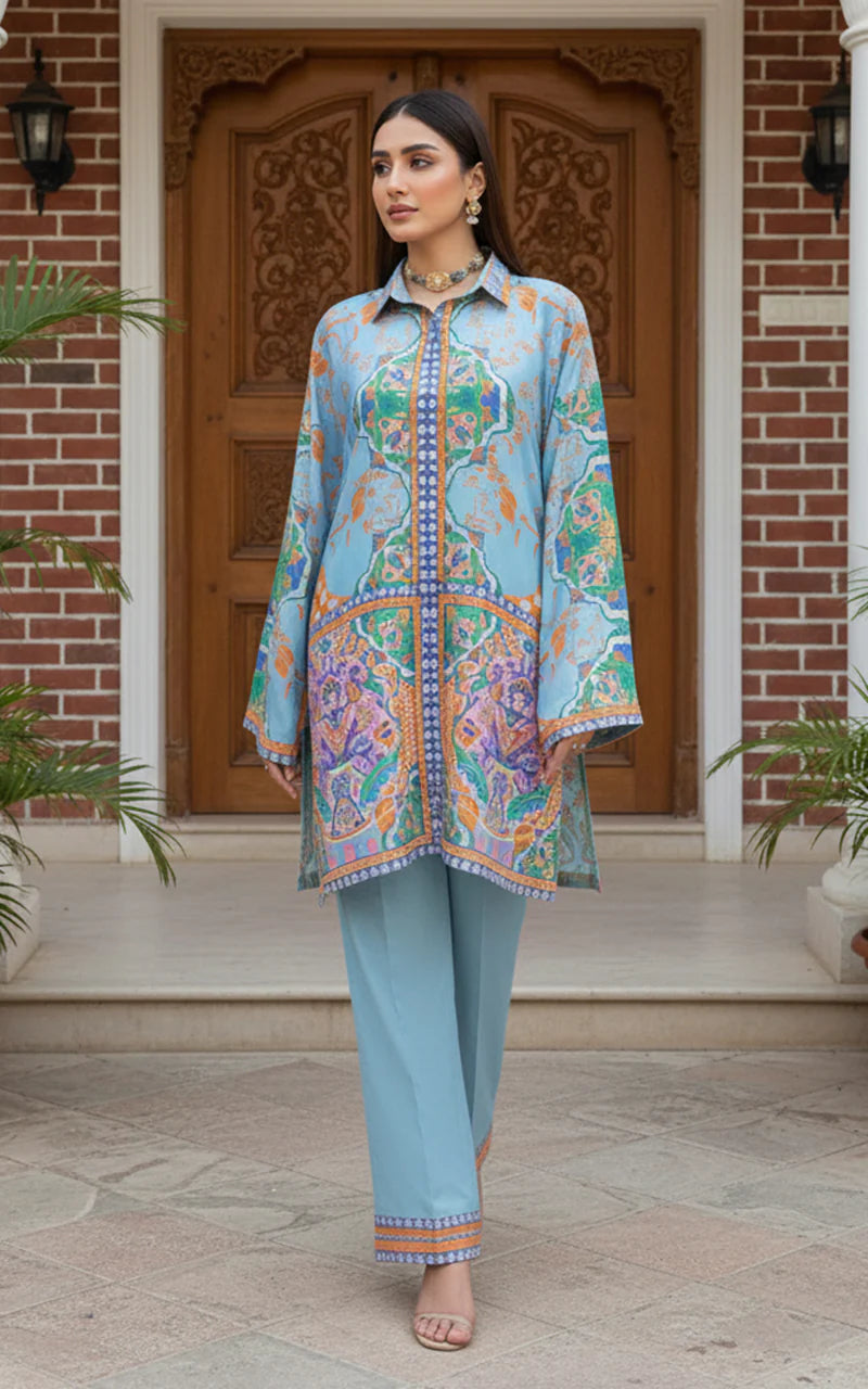 THREADS AND MOTIFS - Blue and Orange Printed