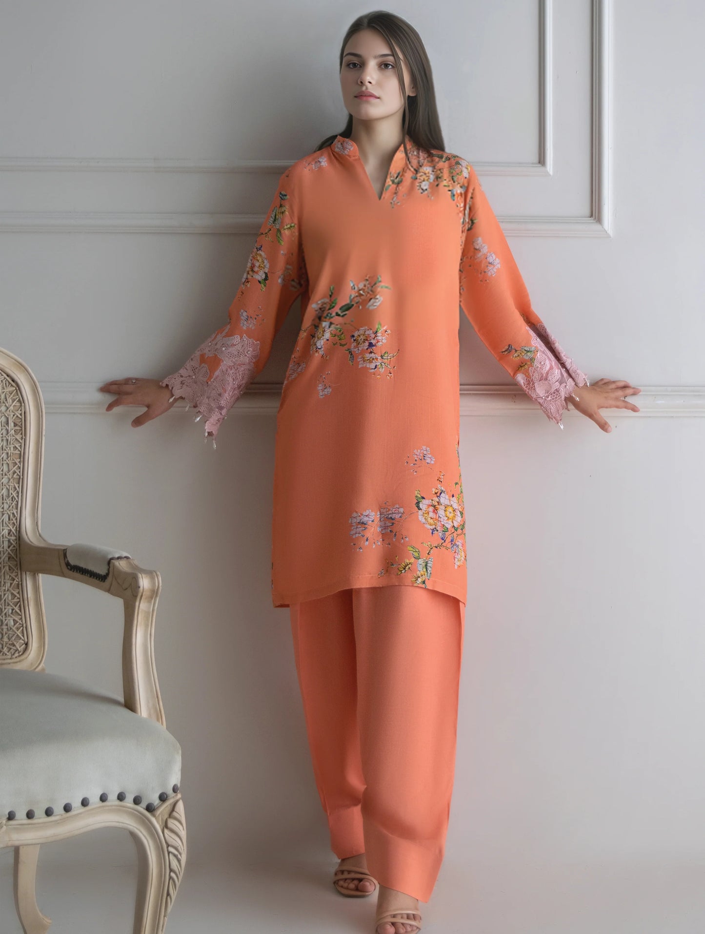 THREADS AND MOTIFS - Orange Printed