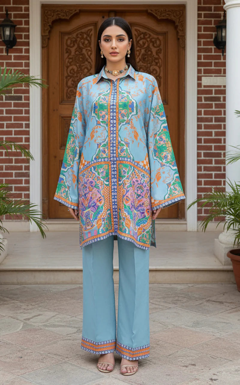 THREADS AND MOTIFS - Blue and Orange Printed